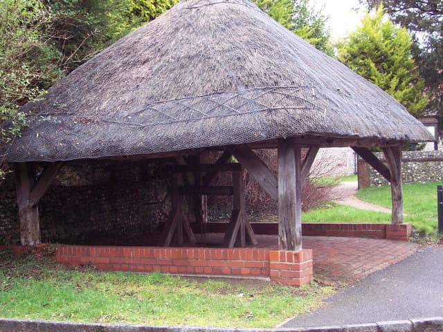 The thatched village well in old Clanfield